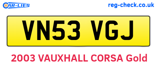 VN53VGJ are the vehicle registration plates.