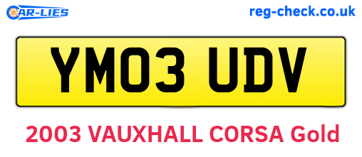 YM03UDV are the vehicle registration plates.