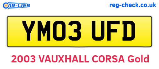 YM03UFD are the vehicle registration plates.