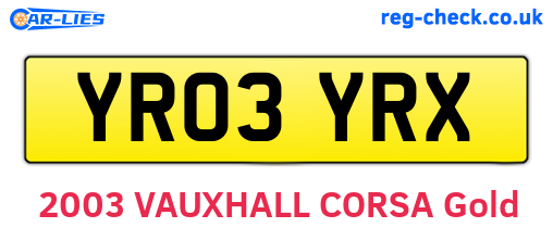 YR03YRX are the vehicle registration plates.