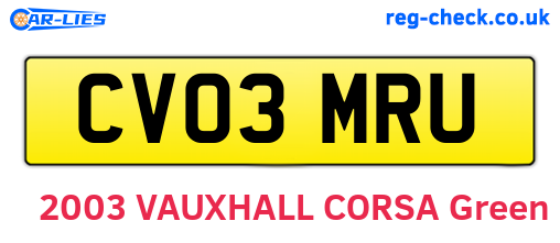 CV03MRU are the vehicle registration plates.