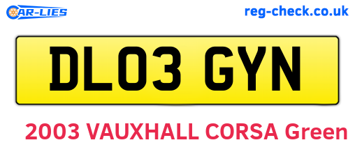 DL03GYN are the vehicle registration plates.