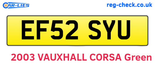 EF52SYU are the vehicle registration plates.