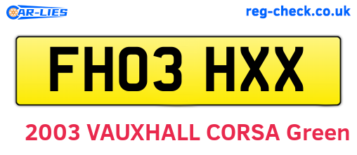 FH03HXX are the vehicle registration plates.