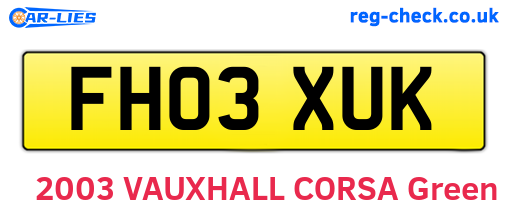 FH03XUK are the vehicle registration plates.