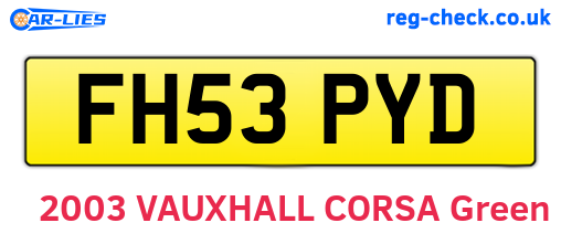 FH53PYD are the vehicle registration plates.