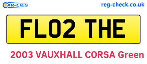 FL02THE are the vehicle registration plates.