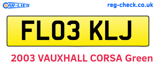 FL03KLJ are the vehicle registration plates.