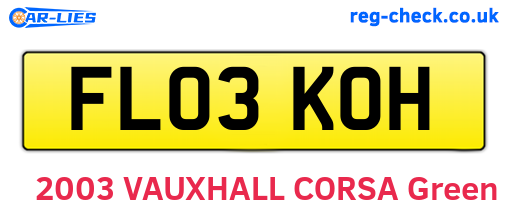 FL03KOH are the vehicle registration plates.