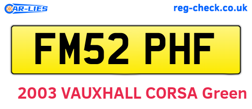 FM52PHF are the vehicle registration plates.