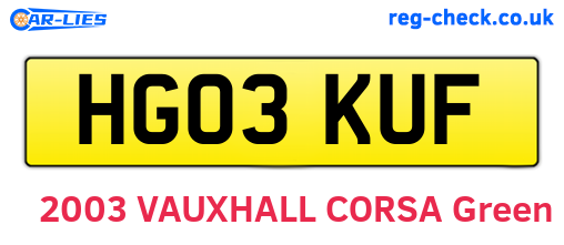 HG03KUF are the vehicle registration plates.