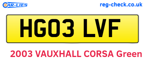 HG03LVF are the vehicle registration plates.