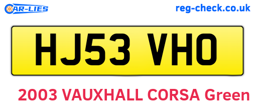 HJ53VHO are the vehicle registration plates.