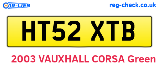 HT52XTB are the vehicle registration plates.