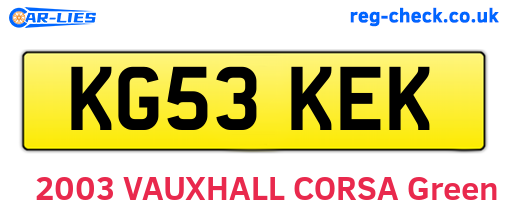 KG53KEK are the vehicle registration plates.