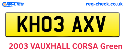KH03AXV are the vehicle registration plates.