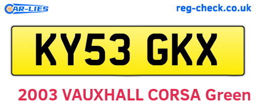 KY53GKX are the vehicle registration plates.