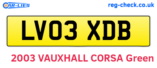 LV03XDB are the vehicle registration plates.