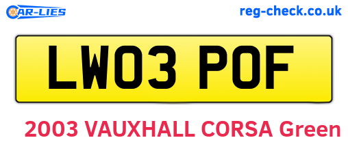 LW03POF are the vehicle registration plates.