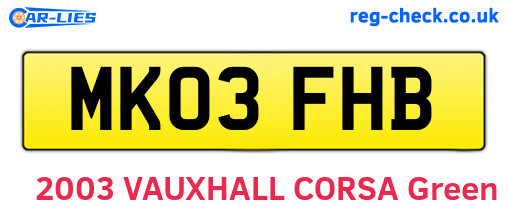 MK03FHB are the vehicle registration plates.