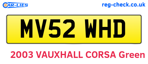 MV52WHD are the vehicle registration plates.
