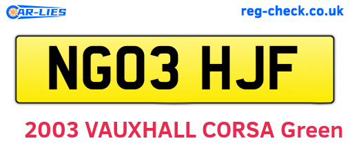 NG03HJF are the vehicle registration plates.