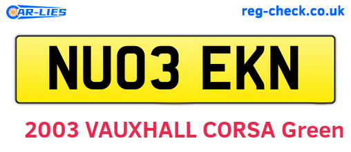 NU03EKN are the vehicle registration plates.