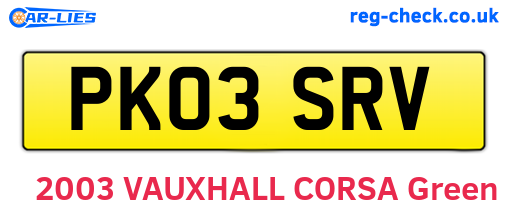 PK03SRV are the vehicle registration plates.