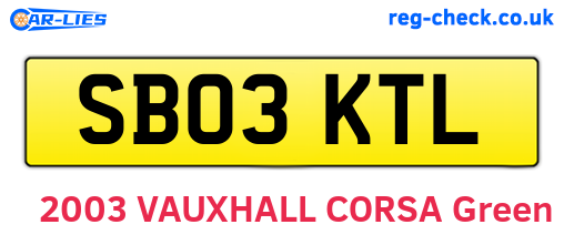 SB03KTL are the vehicle registration plates.