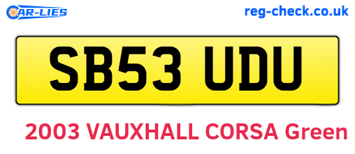 SB53UDU are the vehicle registration plates.