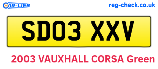 SD03XXV are the vehicle registration plates.