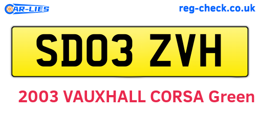 SD03ZVH are the vehicle registration plates.