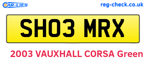 SH03MRX are the vehicle registration plates.