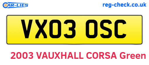VX03OSC are the vehicle registration plates.