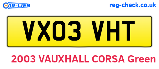 VX03VHT are the vehicle registration plates.