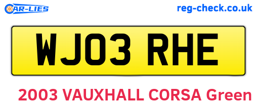 WJ03RHE are the vehicle registration plates.