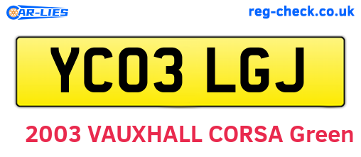 YC03LGJ are the vehicle registration plates.