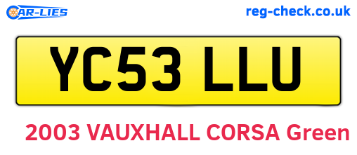 YC53LLU are the vehicle registration plates.
