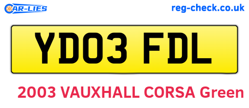 YD03FDL are the vehicle registration plates.