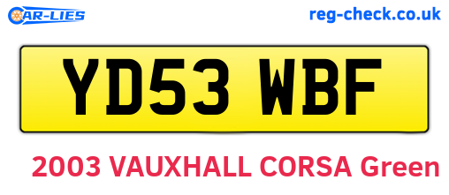 YD53WBF are the vehicle registration plates.