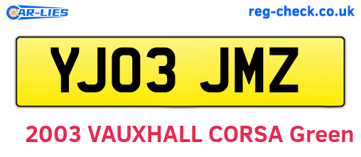 YJ03JMZ are the vehicle registration plates.