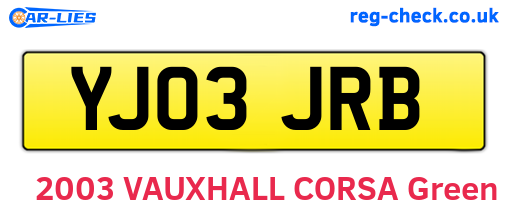 YJ03JRB are the vehicle registration plates.