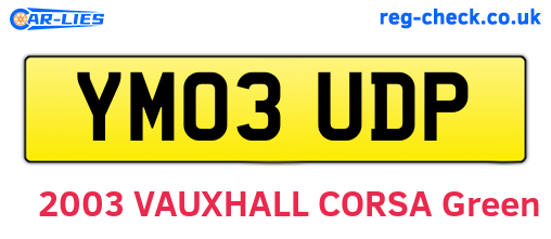YM03UDP are the vehicle registration plates.