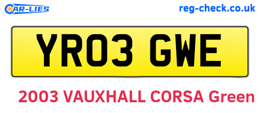 YR03GWE are the vehicle registration plates.
