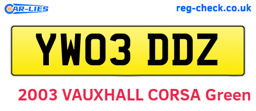 YW03DDZ are the vehicle registration plates.