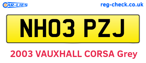 NH03PZJ are the vehicle registration plates.