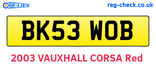 BK53WOB are the vehicle registration plates.
