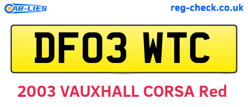 DF03WTC are the vehicle registration plates.