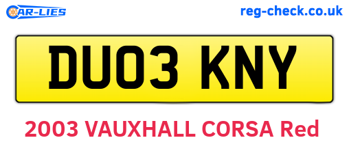 DU03KNY are the vehicle registration plates.