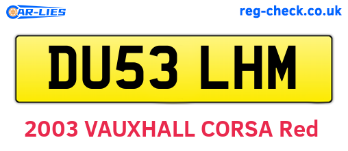 DU53LHM are the vehicle registration plates.